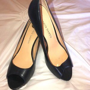 Franco Sarto Peep Toe Heels Dark Navy Blue